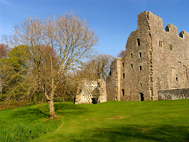 Oxwich Castle overlooking the landscape