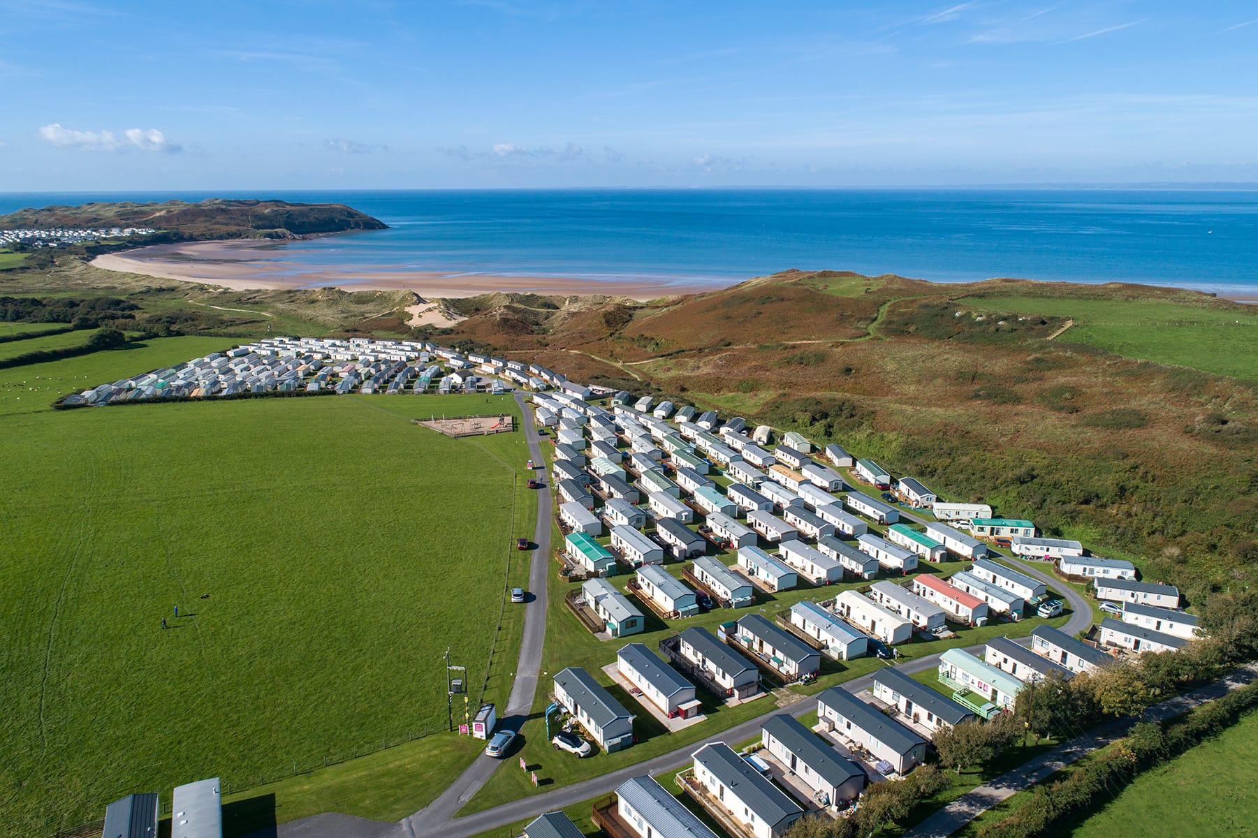 Whiteford Bay Holiday Park above Broughton Bay and the North Gower coastline