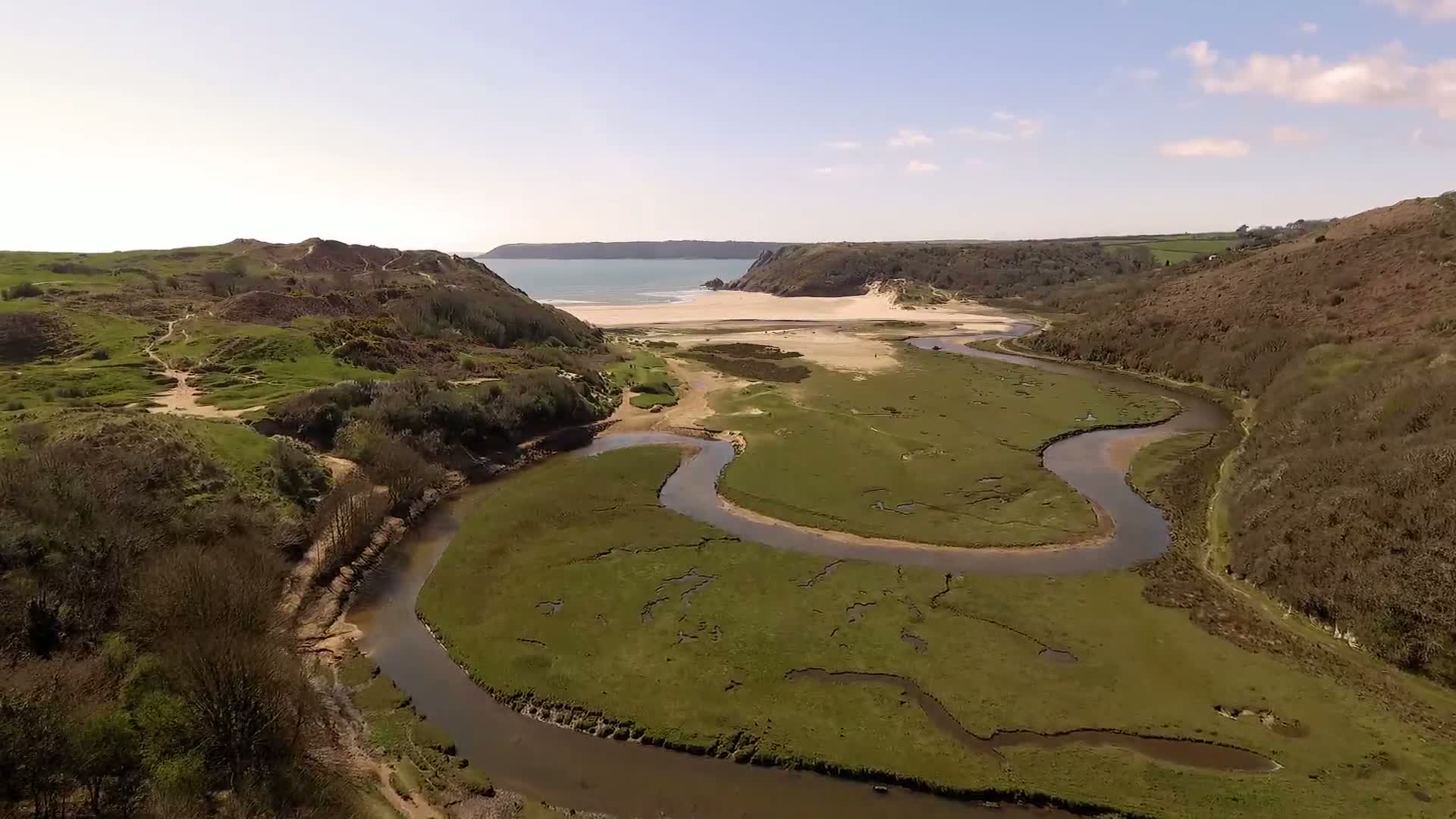 Cliffs, dunes and sweeping beaches on the Gower Peninsula.